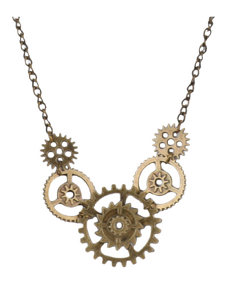Steampunk style gears pendant on a necklace