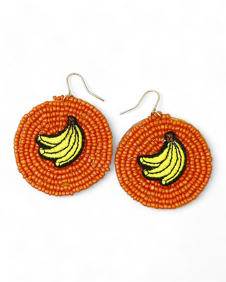 Banana Beaded Disc Earrings