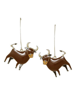 Bull Enamel Drop Earrings