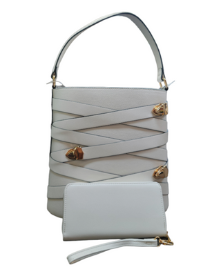 Cross Buckle Bucket Bag with Wallet