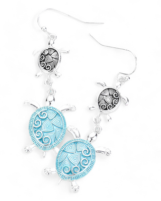 Double Turtle Drop Earrings