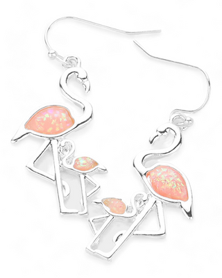 Embossed Flamingo Earrings