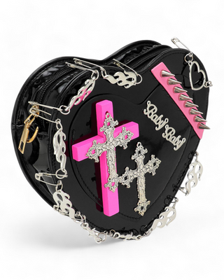 Goth Heart-Shaped Crossbody Bag