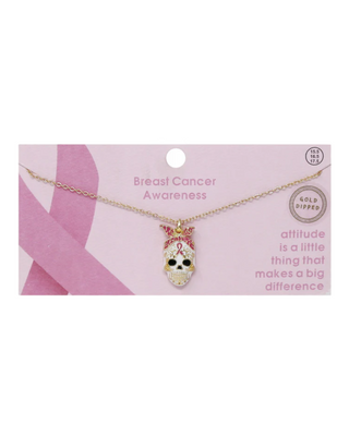 Breast Cancer Sugar Skull Necklace