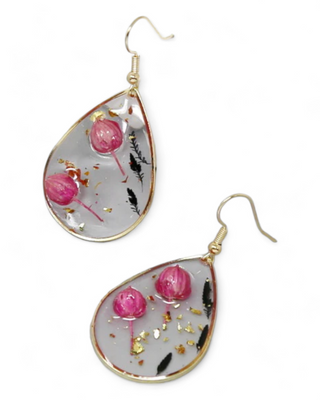 Pressed Flower Acrylic Dangle Earrings (C)