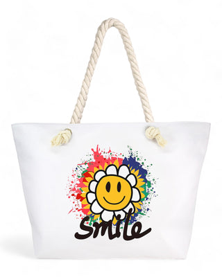 Smile Daisy Face Beach Bag