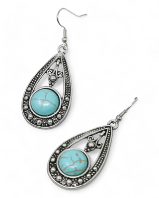Teardrop Turquoise Stone Earrings