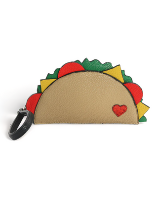 Wristlet purse in the shape of a hard shelled taco