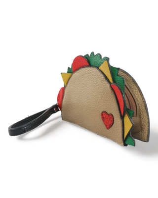 Wristlet purse in the shape of a hard shelled taco