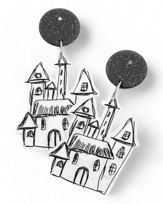 cartoonish boogie man house post/drop earrings